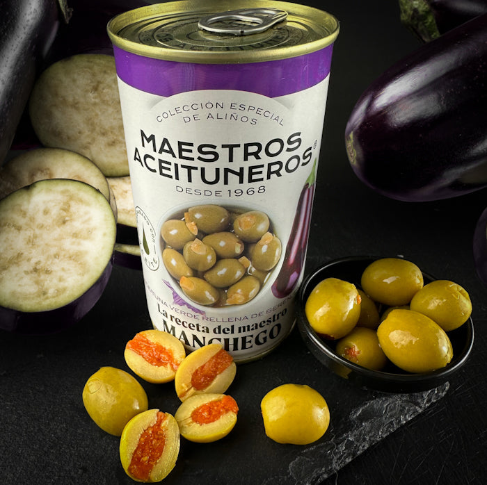 Zaļās olīvas pildītas ar baklažāniem