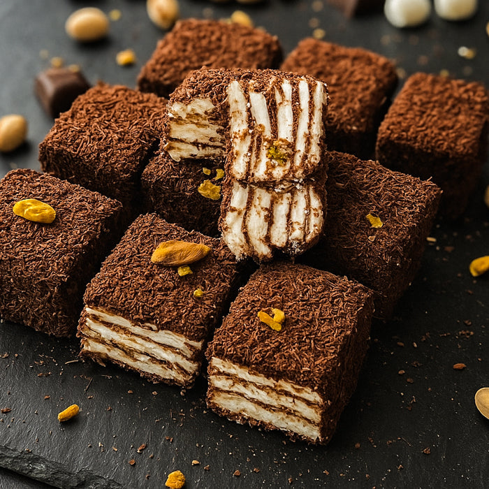 Лукума тортите с шоколадом, подавайте и фисташками