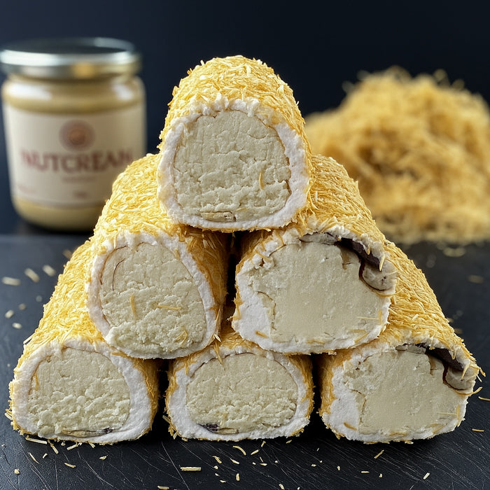 Lukums ar riekstu kremu un kraukšķīgo kadaifu 