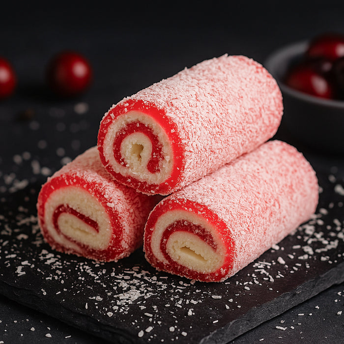 Saldo ķiršu lukums ar kokosriekstu skaidiņām 